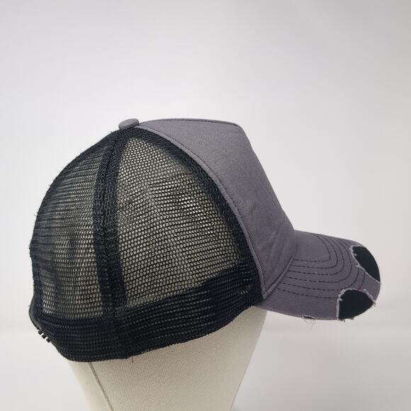 Huskies Snapback Trucker Hat Gray One Size Adjustable Distressed Mesh Back Ha - Picture 5 of 9